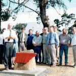 Preparing for the unveiling of the Foundation Stone.
CEO Mike Archer (partially obscured), Cr. Ian Bolto, Cr. Ainslie Evans (partially obscured), Cr. Arthur Todd, Cr. Robert Godfrey, Cr, Raymond (Ray) Ford, ?? (partially obscured), Peter Jolly, Michael (Mike) Stidwell, ?? (partially obscured), Cr. Peter Kerin and Shire Engineer Juergen Gossman Leisure Centre