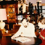 Mr Maurie Stapley with a customer at Katanning Furnishings.