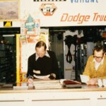 Mr Ken Severin and Mr Keith Goodall behind the parts counter at P.L. Bolto & Co