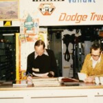 Mr Ken Severin and Mr Keith Goodall behind the parts counter at P.L. Bolto & Co